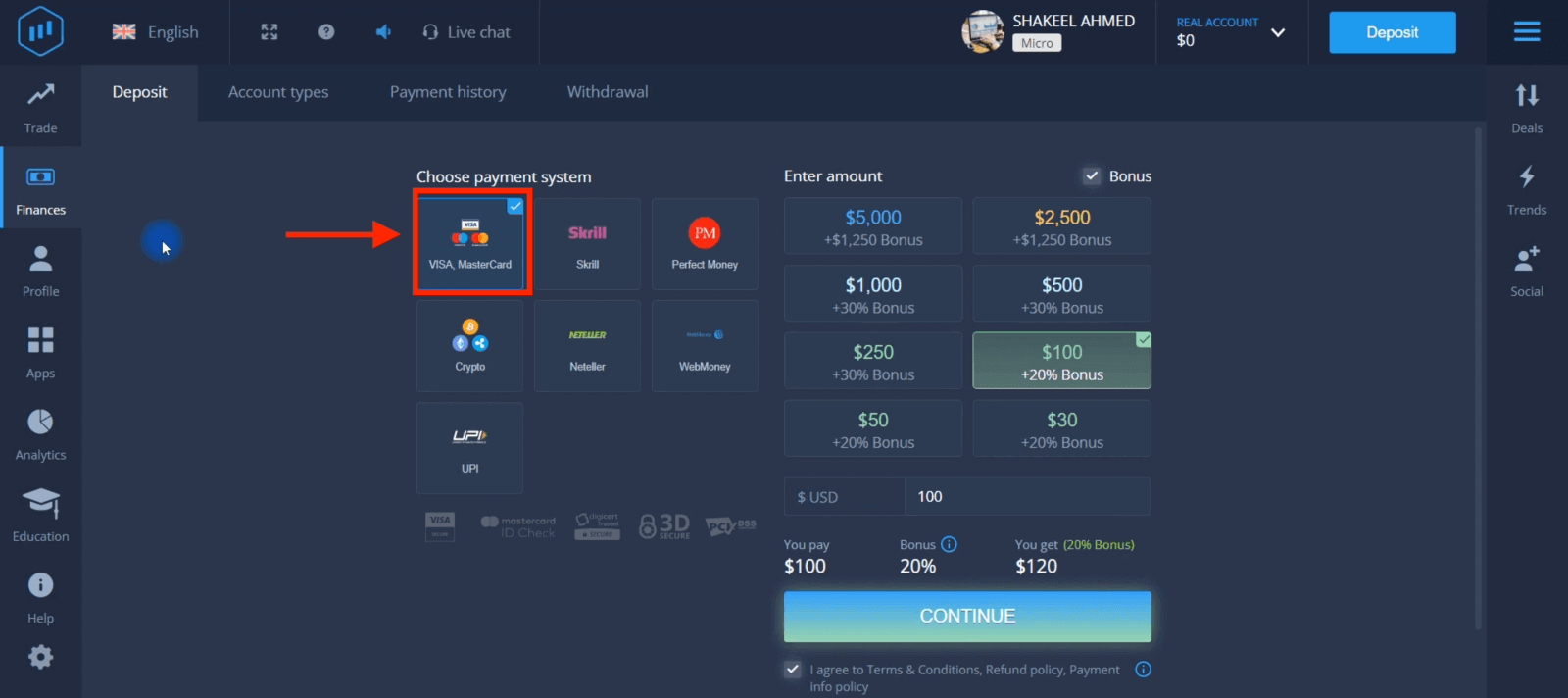 Debaajiga ExpertOption ee Pakistan: Visa/Mastercard, E-Payments & Crypto Debaajiga ExpertOption ee Pakistan: Visa/Mastercard, E-Payments & Crypto