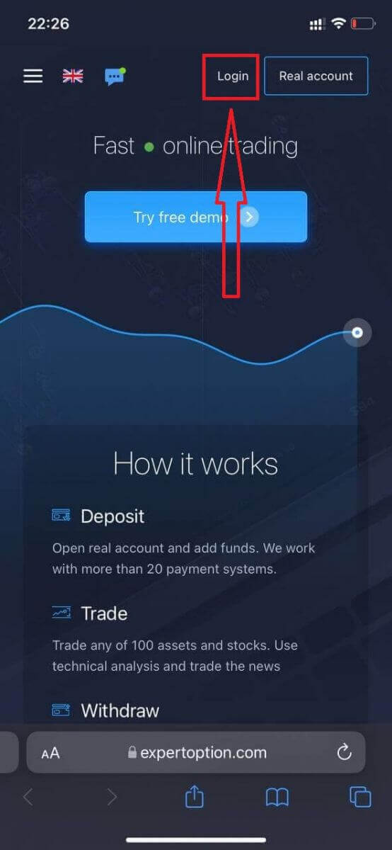 Cara Log Masuk dan Deposit Wang di ExpertOption Cara Log Masuk dan Deposit Wang di ExpertOption