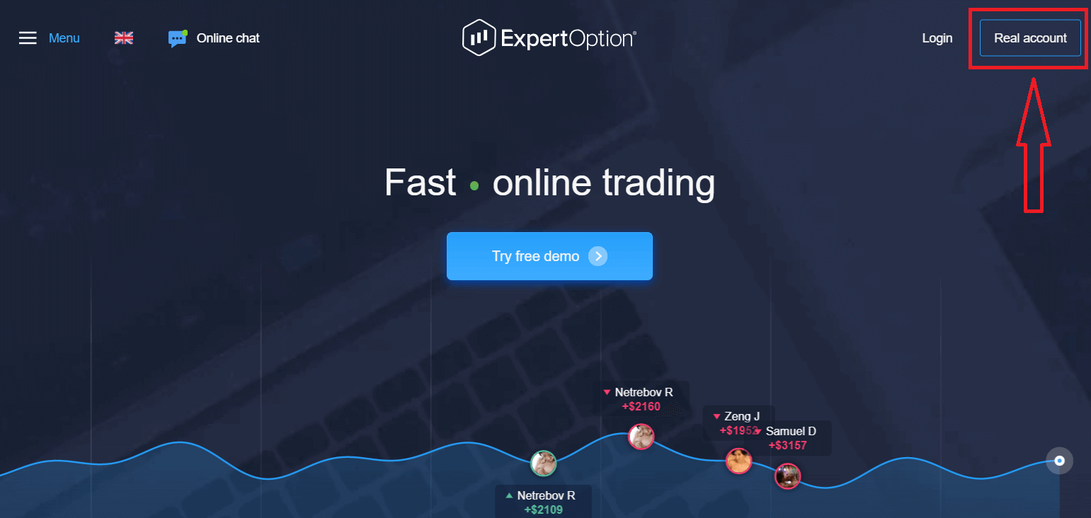 Sådan registrerer du en konto i ExpertOption Sådan registrerer du en konto i ExpertOption